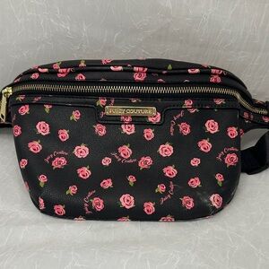 Juicy Couture Black and Pink Rose Crossbody Bag